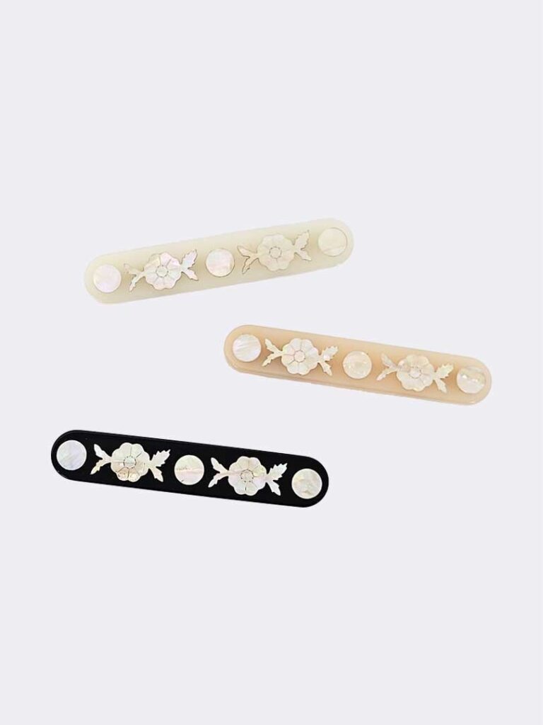 Barrette florale en nacre – Petit format
