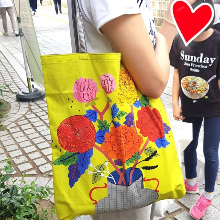 [hand+] Sac éco – Fleur MORAN coréen imprimé – Image 7