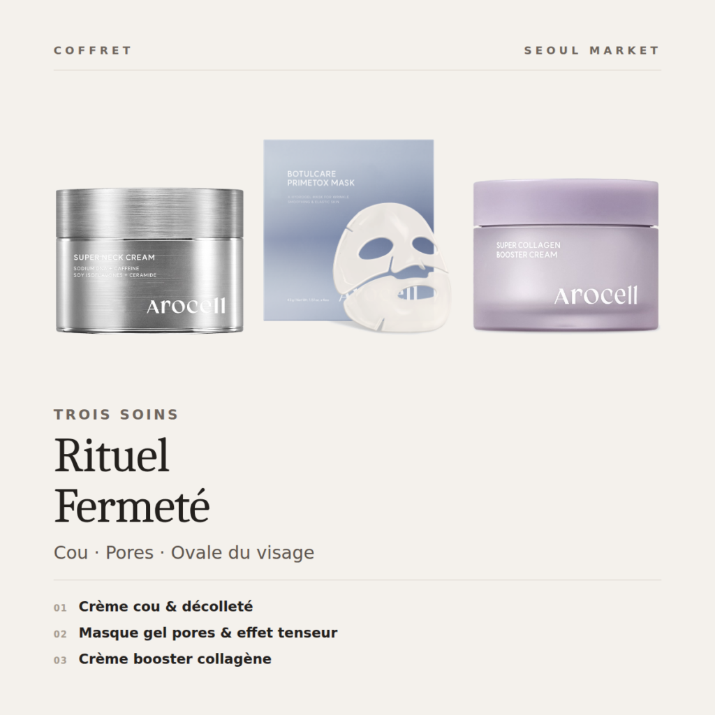 Coffret AROCELL Rituel Fermeté avec crème cou, masque tenseur et crème collagène