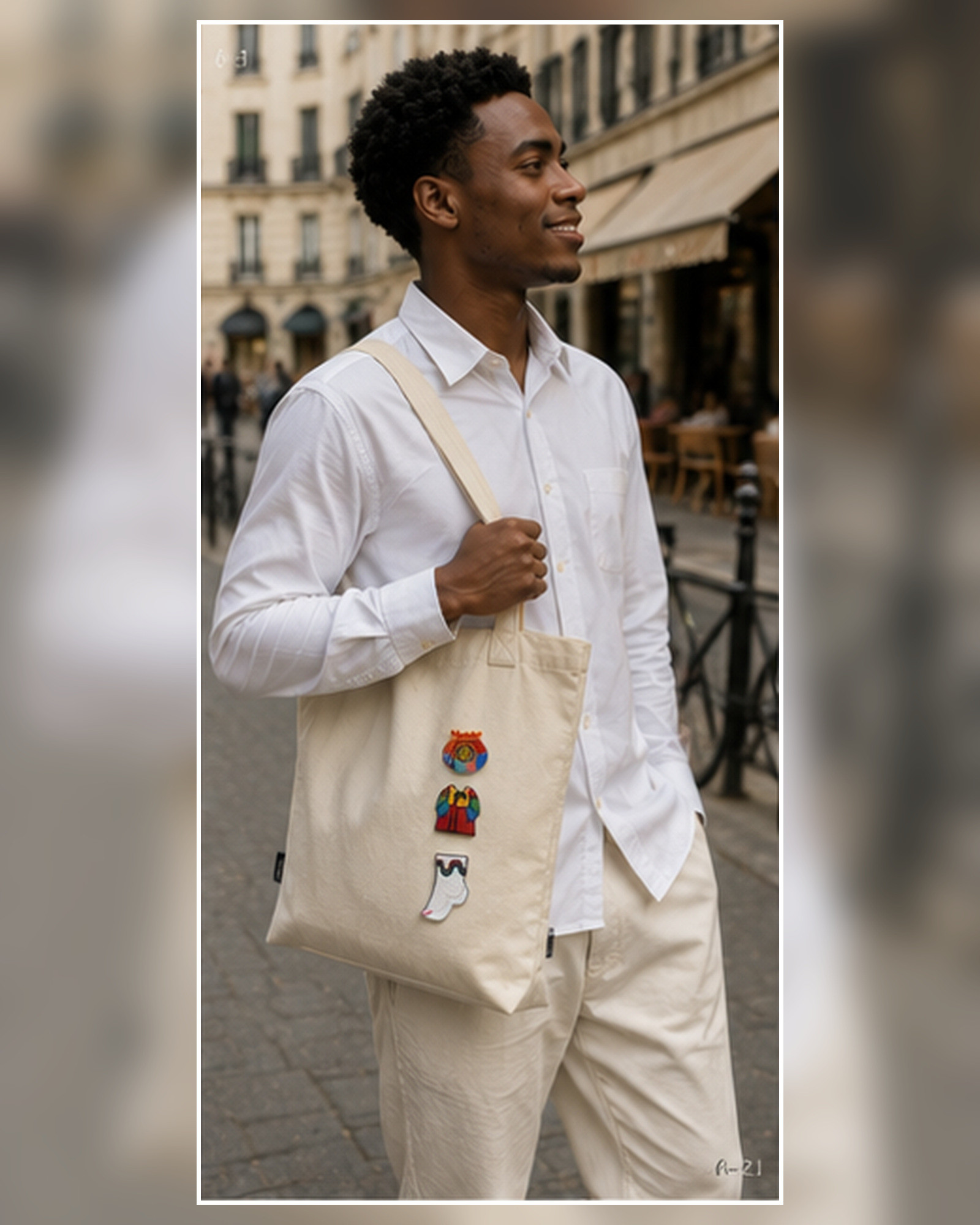 Set Tradition coréenne porté sur un tote bag dans un style parisien