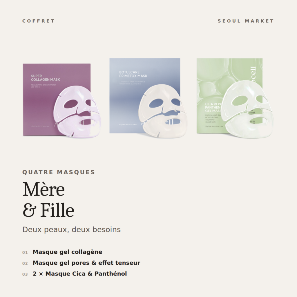 Coffret AROCELL Mère et Fille composé de quatre masques visage