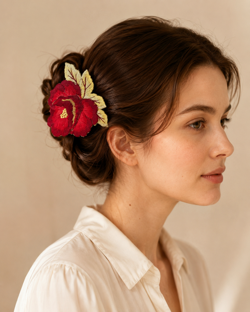 Barrette fleur brodée – Fleur ou bouquet — HUMHUM