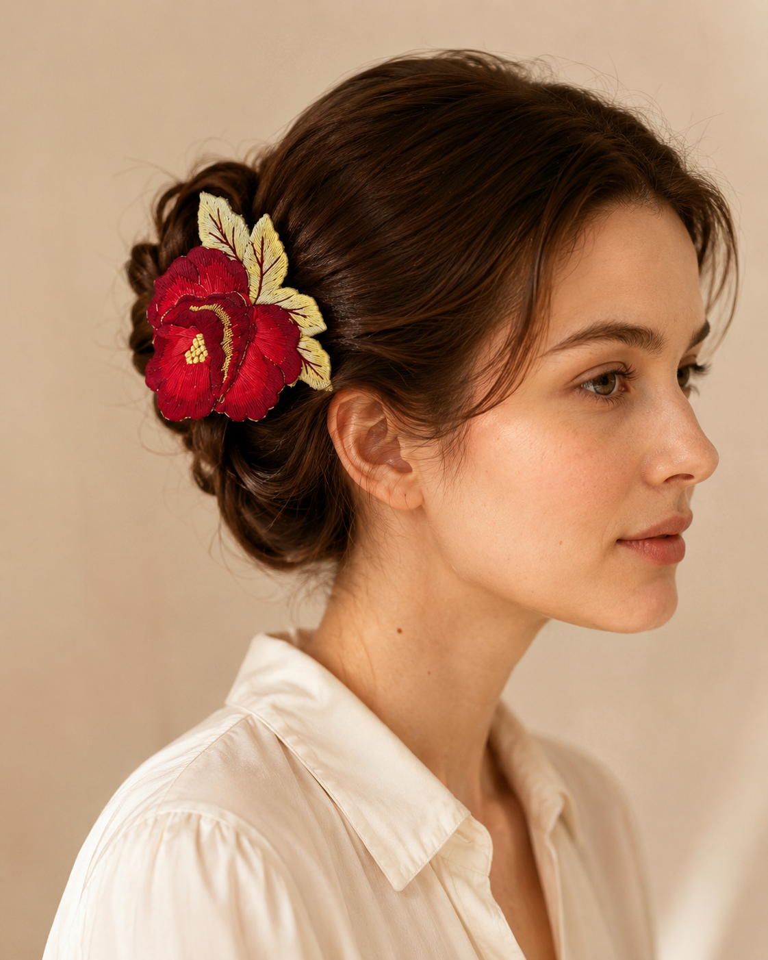 Barrette fleur brodée – Fleur ou bouquet — HUMHUM – Image 4