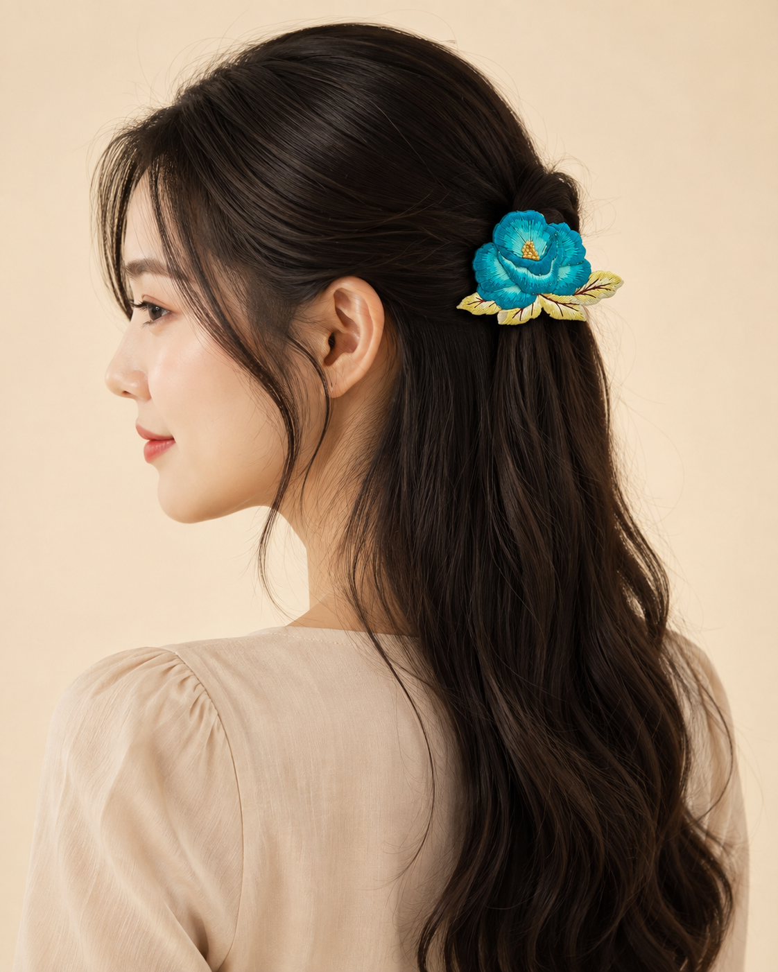 Barrette fleur brodée – Fleur ou bouquet — HUMHUM – Image 1