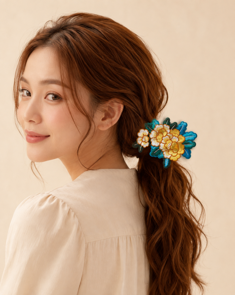 Barrette fleur brodée – Fleur ou bouquet — HUMHUM