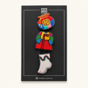 Set de 3 patchs brodés coréens – Tradition coréenne : hanbok, bokjumeoni et beoseon